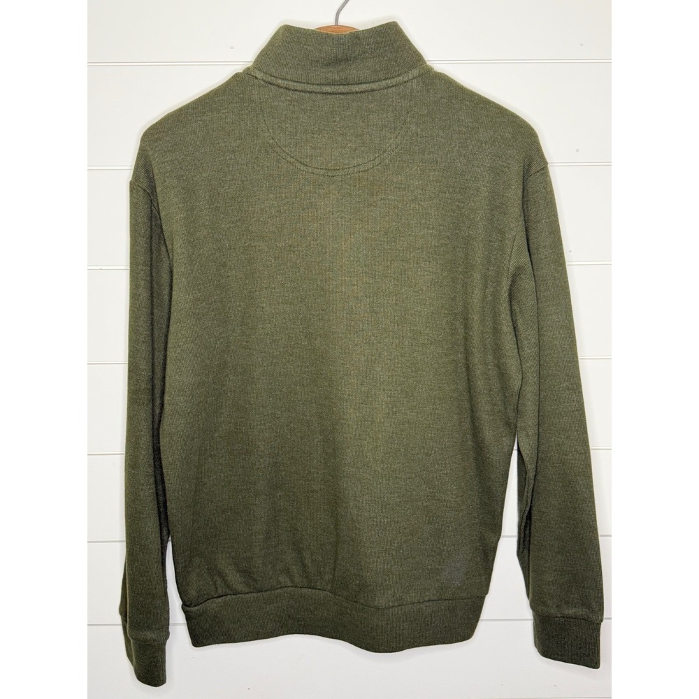 US Polo Assn Mens Large Olive Green Heather Quarter Zip Pullover Sweater Logo - Picture 3 of 7